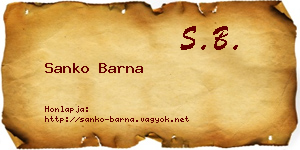 Sanko Barna névjegykártya